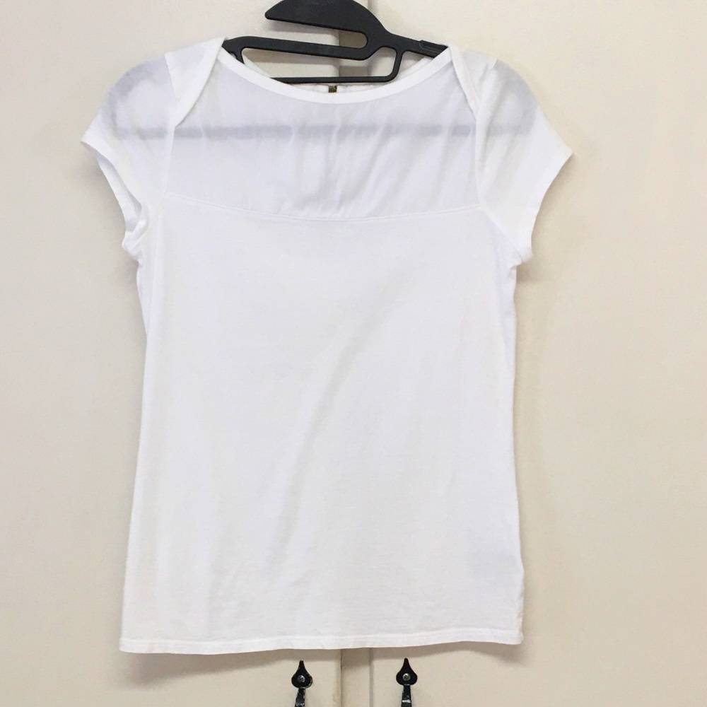Merona White Exposed Zipper Tee Size XS
